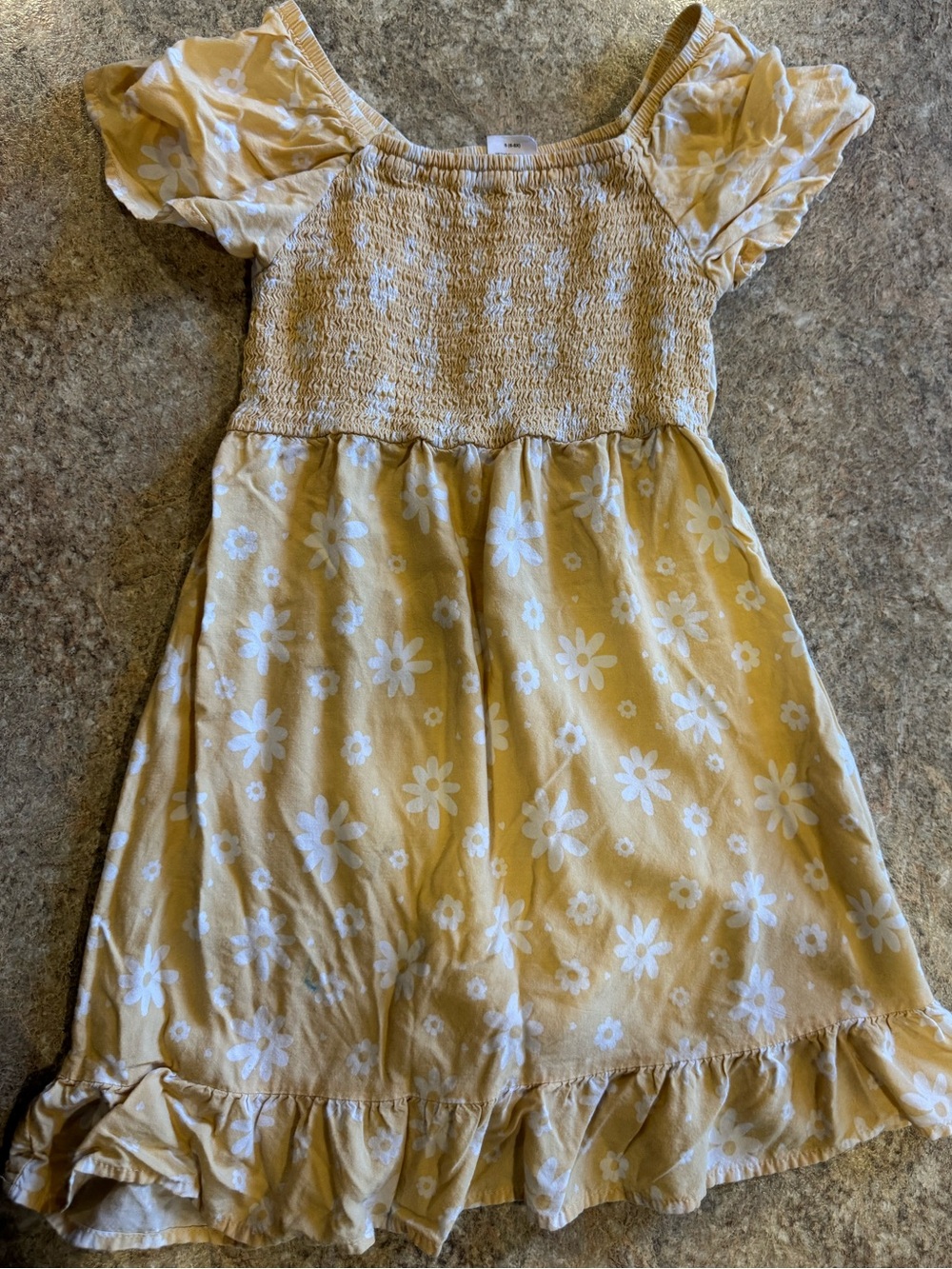 wonder nation Yellow Floral Smocked Dress with Ruffle Hem